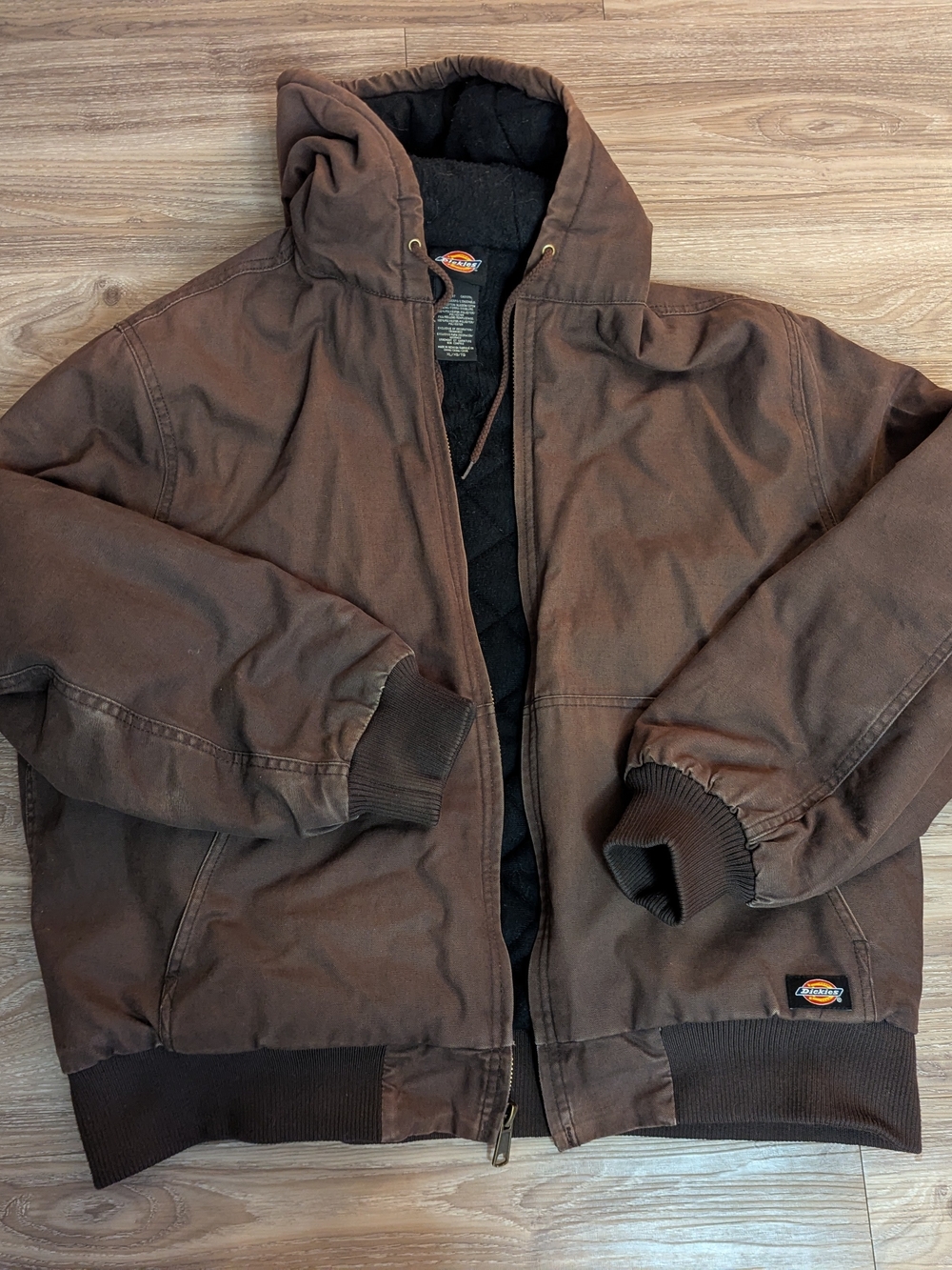 Dickies Vintage Dark Brown Hooded Work Quilted Jacket XL